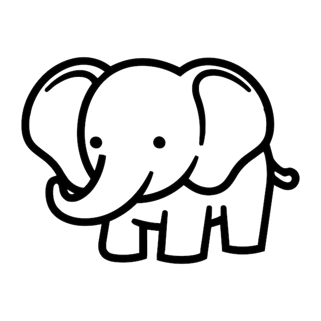 Éléphant mignon dessiné à la main dans un style doodle