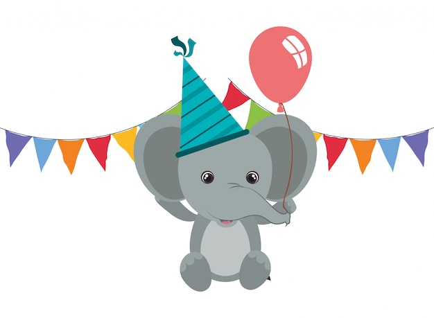 Éléphant Mignon Avec Hélium De Ballon