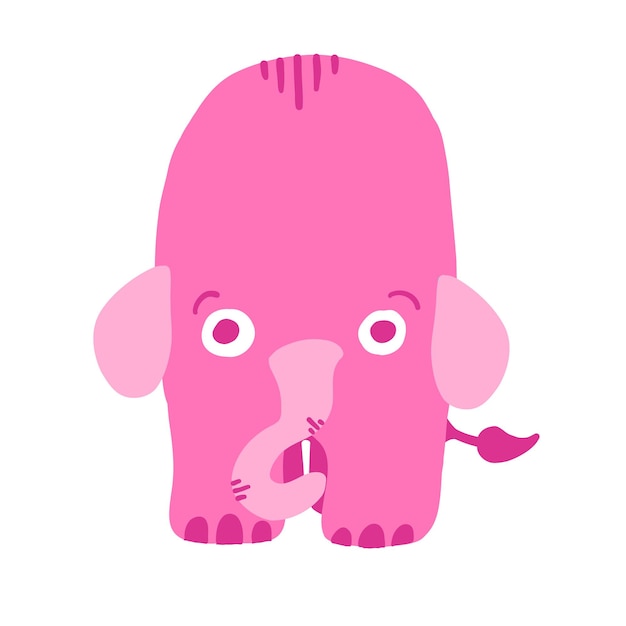Éléphant rose dans un style plat de dessin animé