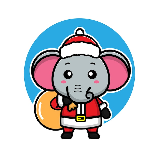 Éléphants Mignons Avec Le Concept De Noël Animal De Personnage De Dessin Animé De Costume De Santa