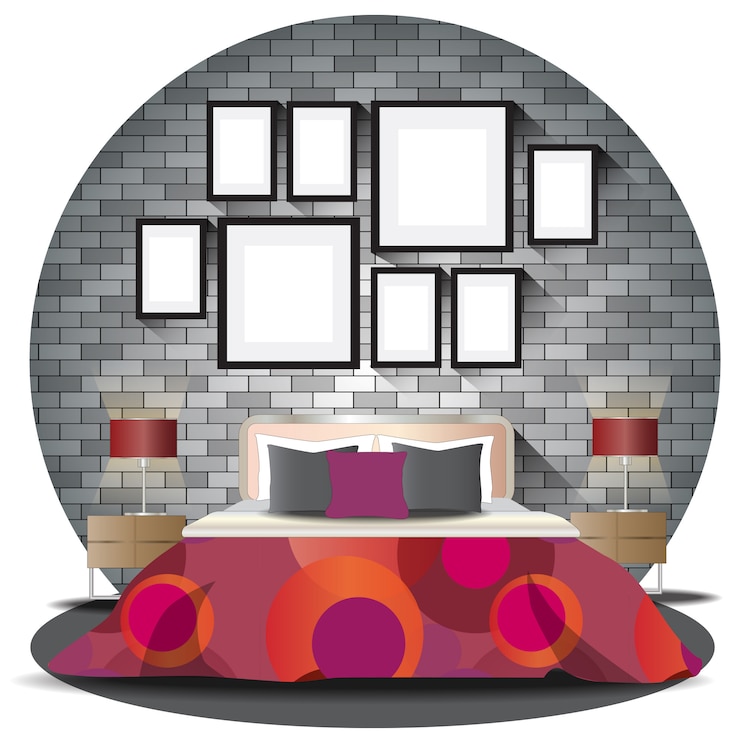 Vecteur élévation de la chambre à coucher avec fond