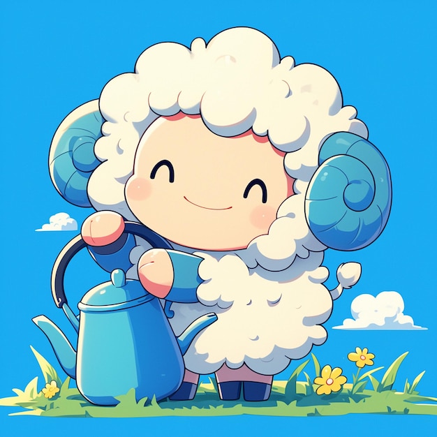 Vecteur un éleveur de moutons dans le style des dessins animés