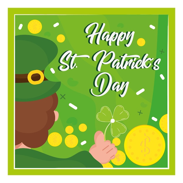 Elfe Et Pièces D'or Affiche De La Saint-patrick Illustration Vectorielle