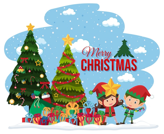 Elfes célébrant la bannière de Noël