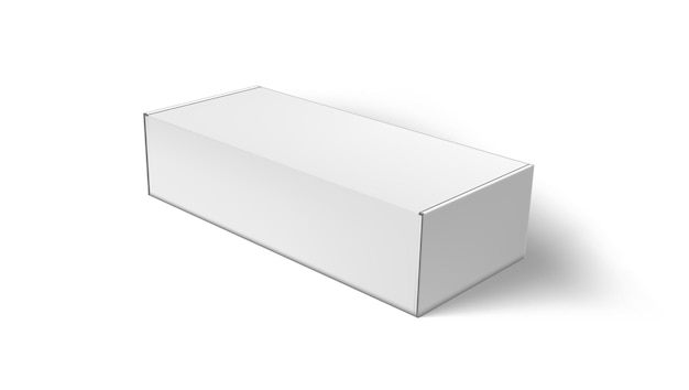 Emballage en boîte longue en papier blanc 3D