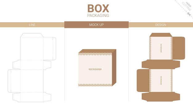 Vecteur emballage de boîte et maquette modèle découpé