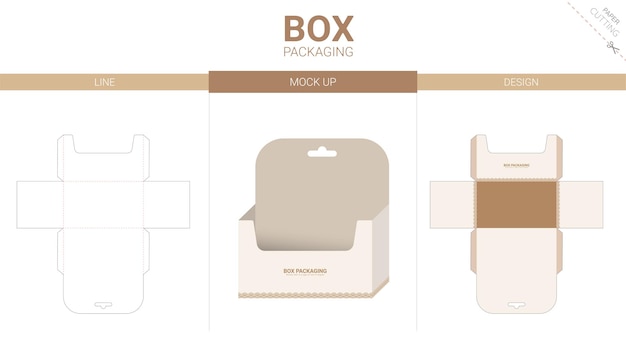 Vecteur emballage de boîte et maquette modèle découpé