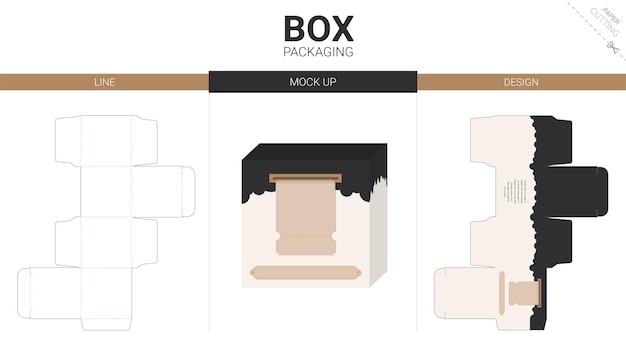 Vecteur emballage de boîte et maquette modèle découpé