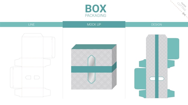 Vecteur emballage de la boîte et modèle de découpe à la matrice