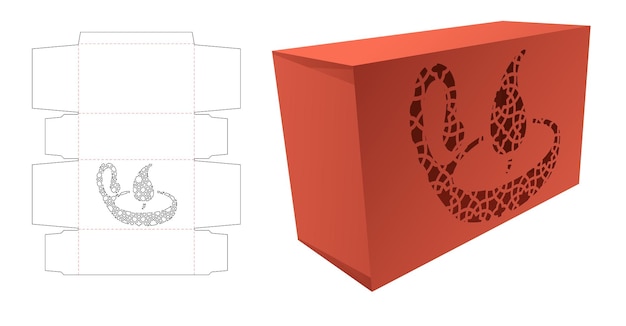 Emballage En Carton Avec Modèle De Découpe Diwali Au Pochoir Et Maquette 3d