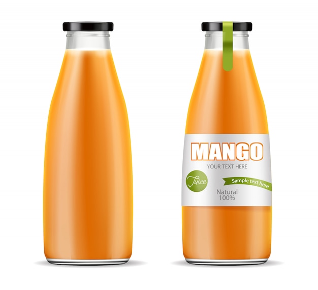 Vecteur emballage de jus de mangue