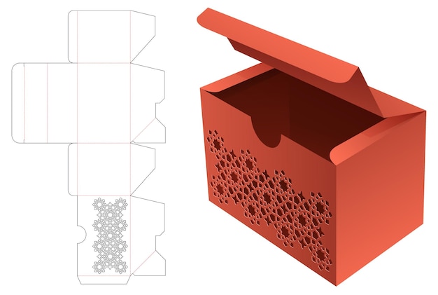 Emballage Rectangulaire Avec Gabarit Découpé Au Pochoir Et Maquette 3d