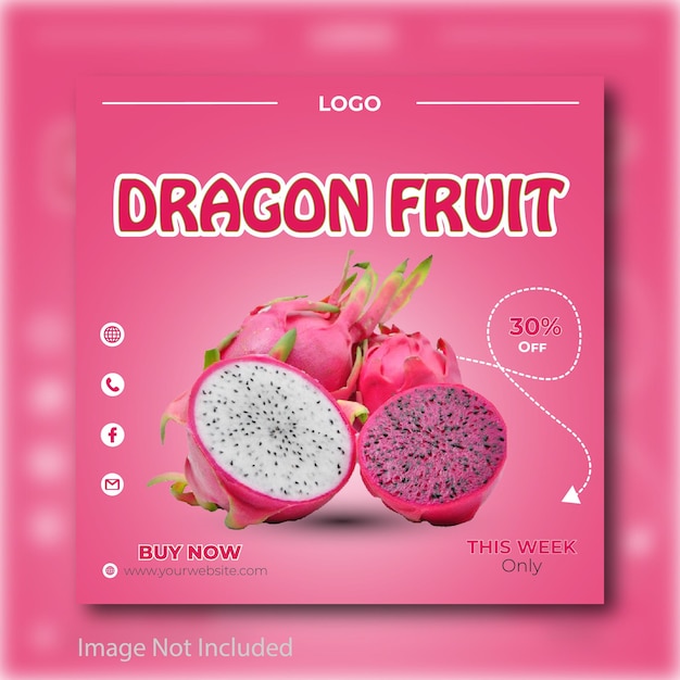 Vecteur un emballage rose pour le fruit du dragon avec une photo de dragon dessus