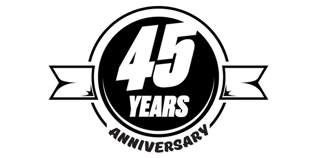 Emblème D'anniversaire De 45 Ans. Badge Ou étiquette D'anniversaire.