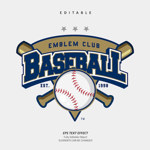 Vecteur emblème de baseball club de sport d'équipe effet de texte vecteur premium modifiable