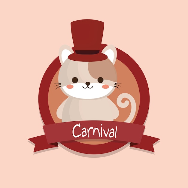 Emblème De Carnaval Avec Chat Mignon