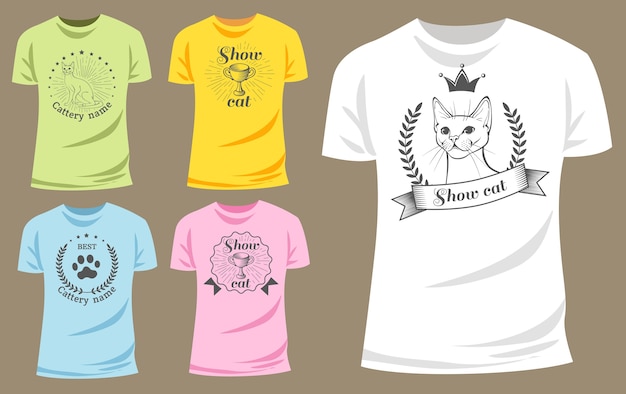 Emblème De Chats Graphiques Chemise