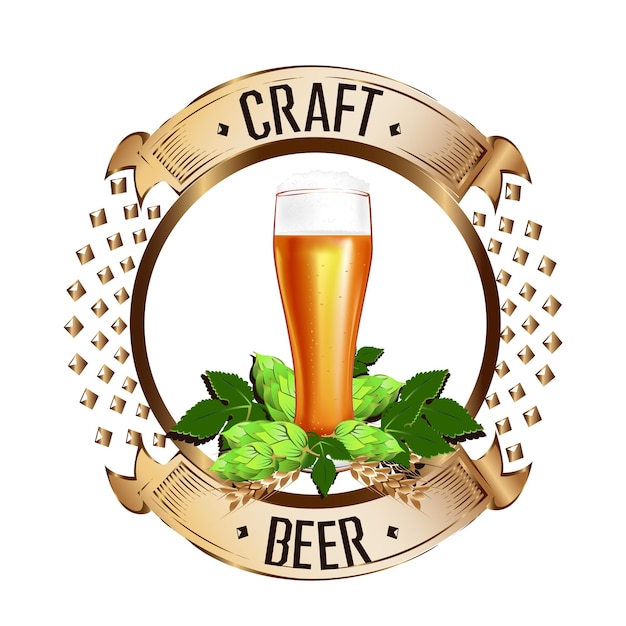 Vecteur emblème coloré de la bière dans un style vintage
