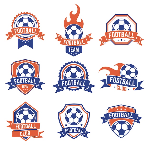 Emblème Du Club De Football. Logo De Bouclier De Badge De Football, éléments De Club De Jeu D'équipe De Ballon De Football, Compétition De Football Et Jeu D'icônes De Championnat. Bouclier De Championnat De Football Ou Illustration D'équipe