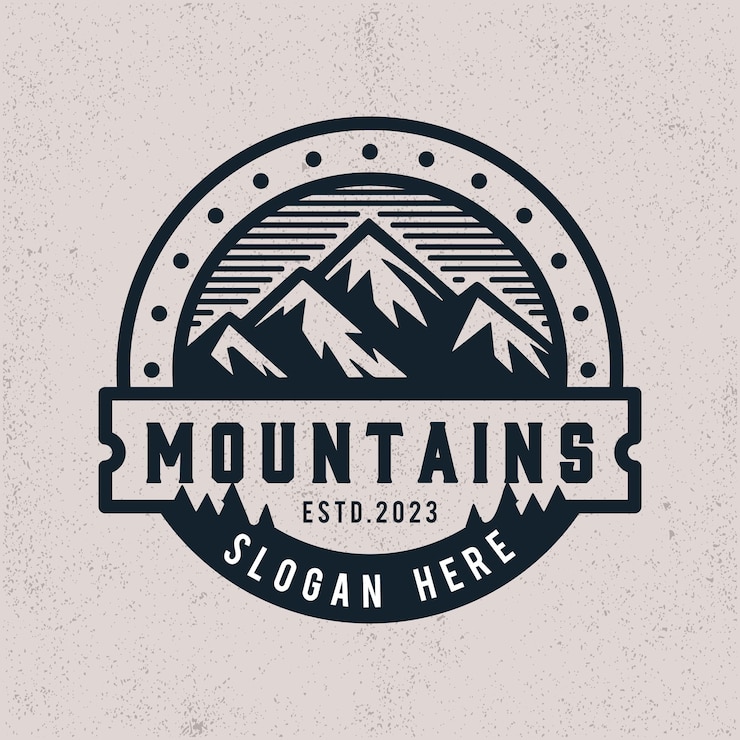 Vecteur emblème du logo des montagnes style vintage