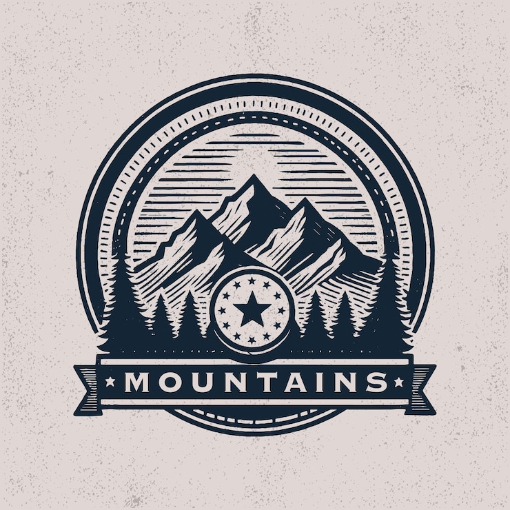 Vecteur emblème du logo des montagnes style vintage