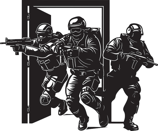 Vecteur l'emblème de l'équipe swat dynamic breach black vector swat door kick logo