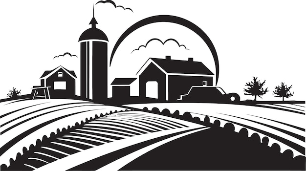 Vecteur emblème de la ferme agricole le logo vectoriel noir pour la vie à la ferme