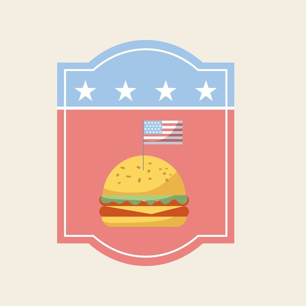 Vecteur emblème avec l'icône de hamburger