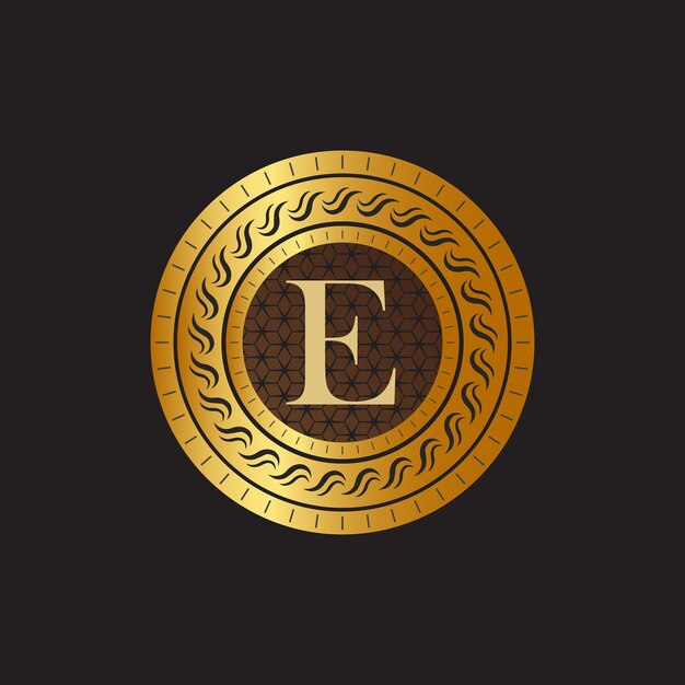 Vecteur emblème lettre e monogramme de cercle de tissage modèle gracieux design de logo simple pour la crête de luxe