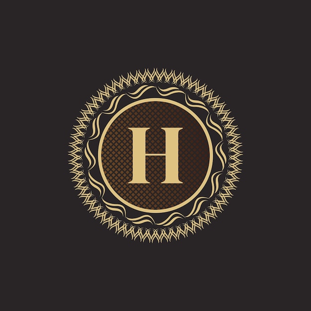 Vecteur emblème lettre h or monogramme conception modèle de logo volumétrique de luxe ornement de ligne 3d pour les entreprises