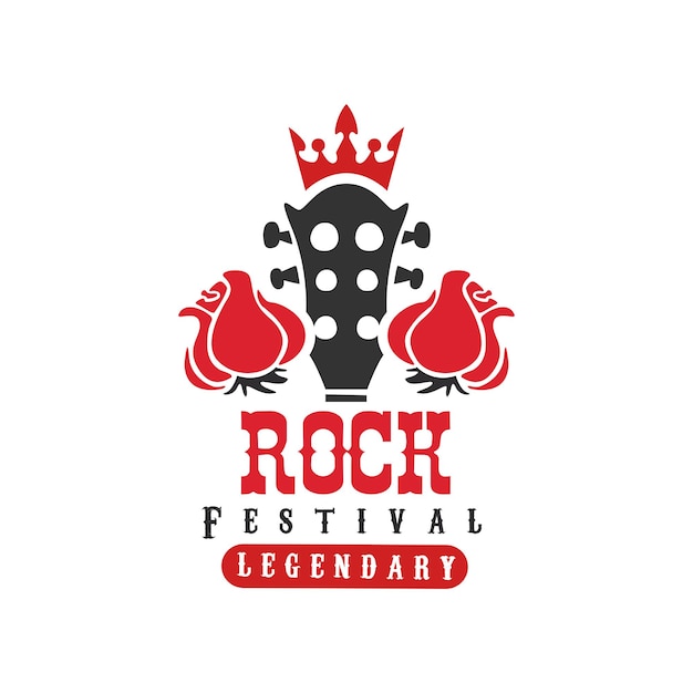 Emblème de logo légendaire d'un festival de rock pour une fête de guitare ou un vecteur de performance musicale