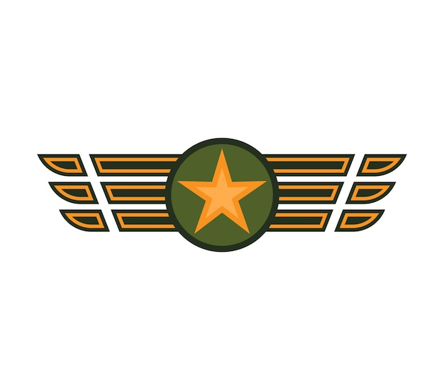 Emblème Militaire Des Ailes D'étoile Insigne De L'armée De L'air Insigne Graphique Du Grade De L'officier Insigne Symbole Illustration Vectorielle De L'aviateur