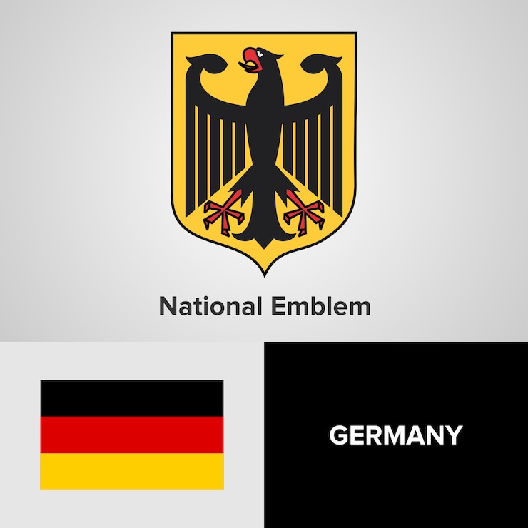 Vecteur emblème national de l&#39;allemagne et drapeau