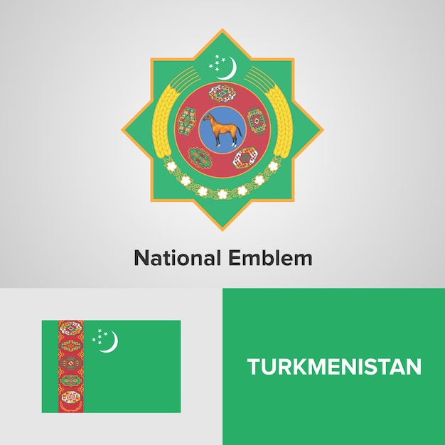 Emblème National Du Turkménistan Et Drapeau