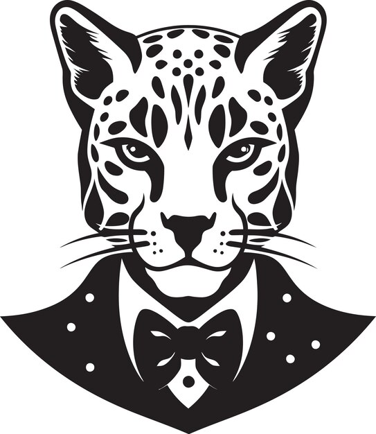 Vecteur emblème d'ocelot de beauté nocturne en encre noire logo de l'océlot vecteur prédateur