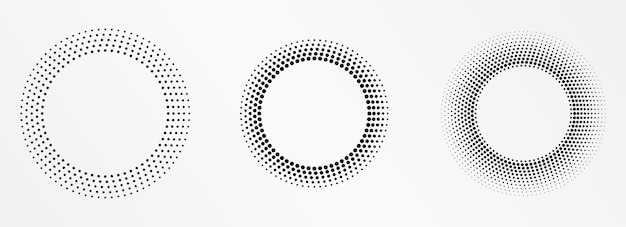 Emblème de points de logo de cercle de demi-teinte de cadre rond de demi-teinte