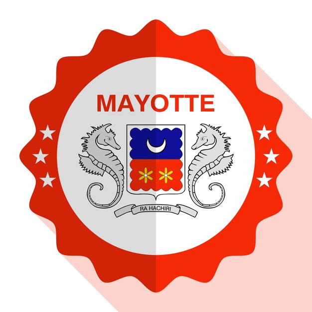 Vecteur l'emblème de qualité de mayotte, le bouton de signalisation de l'étiquette, l'illustration vectorielle