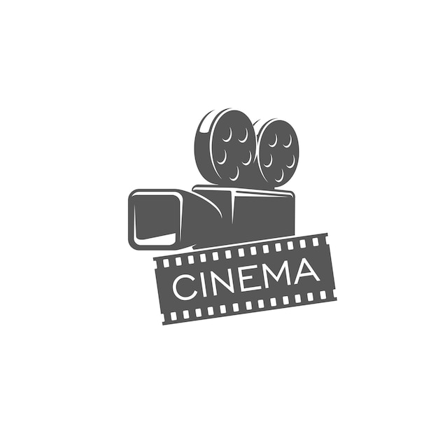Emblème De Vecteur De Cinéma Cinéma Avec Caméra Vidéo Rétro
