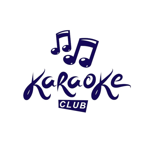 Emblème Vectoriel Du Club De Karaoké Créé à L'aide De Notes De Musique, éléments De Conception Pour La Conception De La Couverture Des Dépliants Du Club De Karaoké.