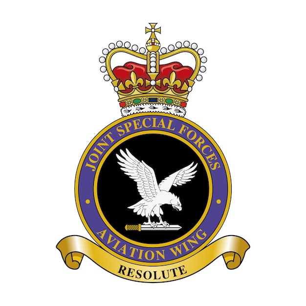 Vecteur emblème vectoriel de l'escadre d'aviation des forces spéciales interarmées jsfaw royal air force et de l'armée britannique