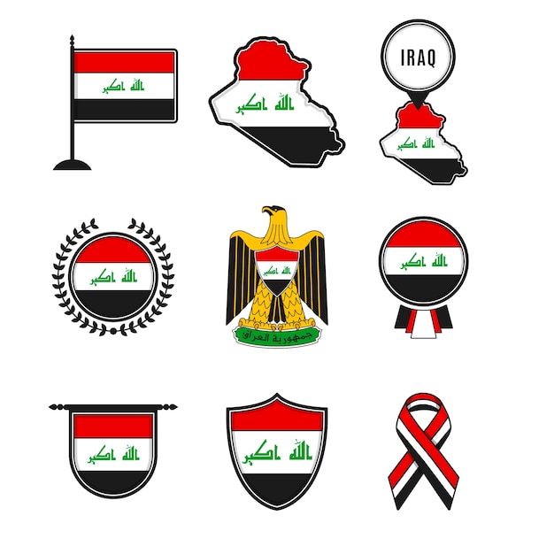 Vecteur emblèmes nationaux irakiens design plat