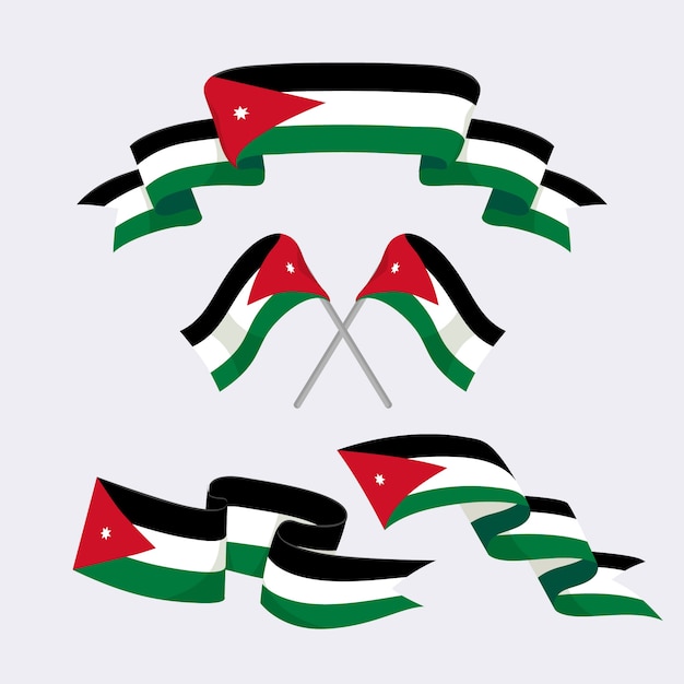 Emblèmes nationaux de la jordanie design plat dessinés à la main