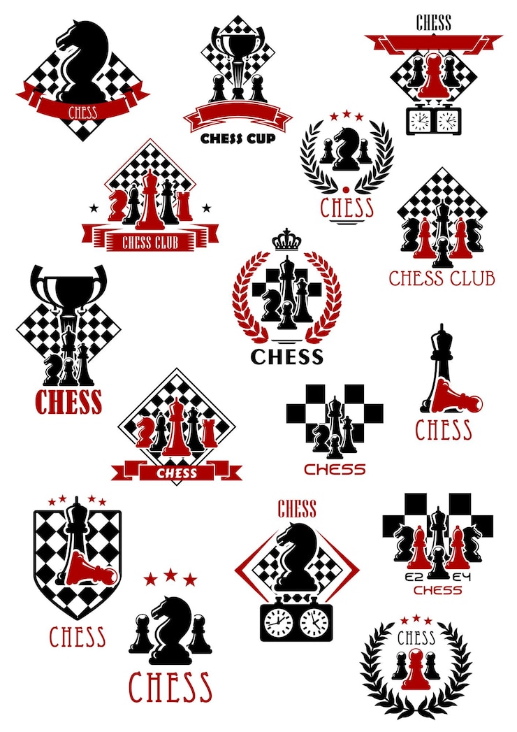 Vecteur emblèmes et symboles d'icônes de jeu de sport d'échecs