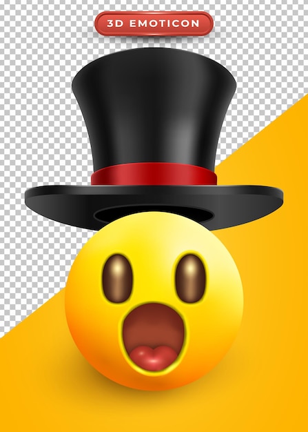 emoji 3d avec chapeau magique d'expression enchantée