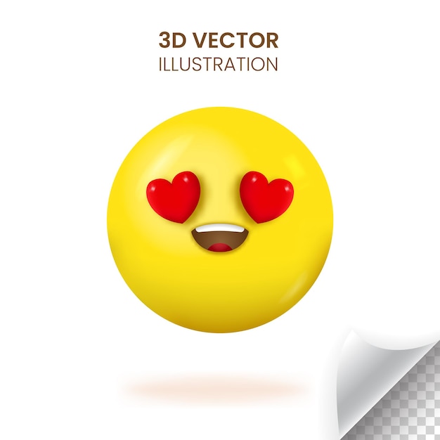 Emoji 3D avec des yeux en forme de coeur