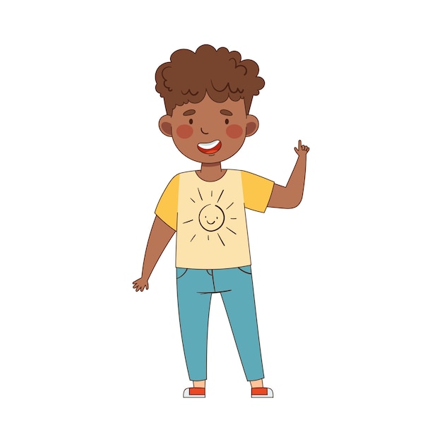 Un emoji afro-américain montrant son illustration vectorielle de l'index