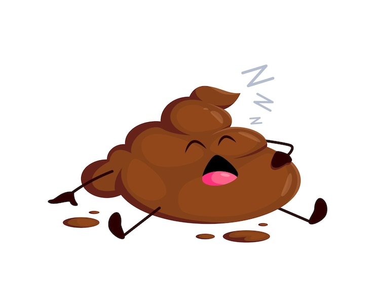 Vecteur emoji de caca de dessin animé en train de dormir ou de faire une sieste