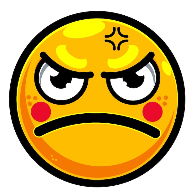 Vecteur un emoji en colère rougissant le visage jaune illustration vectorielle