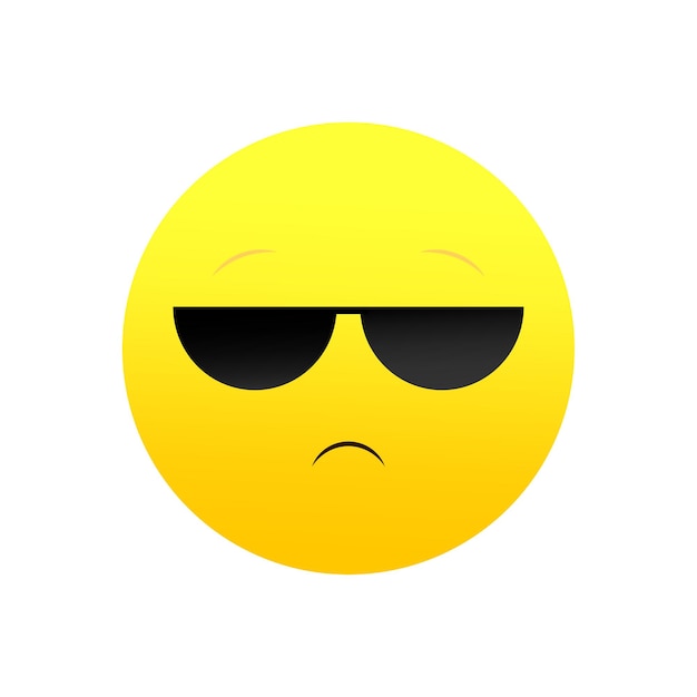 Vecteur emoji cool avec des lunettes de soleil expression indifférente pas impressionnée vector d'émoticône posé en arrière