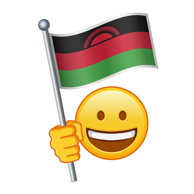 Vecteur emoji avec le drapeau du malawi grande taille d'emoji jaune souriant